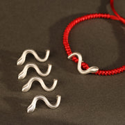 Buddha Stones Red String 999 Sterling Silver Year of the Snake Strength Bracelet