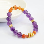 Buddha Stones Amethyst Golden Silk Jade Year of the Snake Balance Bracelet Bracelet BS 4