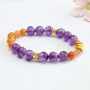 Buddha Stones Amethyst Golden Silk Jade Year of the Snake Balance Bracelet Bracelet BS 7