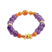 Buddha Stones Amethyst Golden Silk Jade Year of the Snake Balance Bracelet Bracelet BS 8