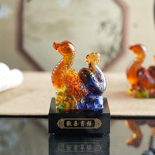 Buddha Stones Year Of The Snake Auspicious Clouds Joy And Auspiciousness Liuli Art Piece Home Decoration Decorations BS Blue Orange Snake Auspicious Clouds 9*9*13cm