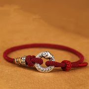 Buddha Stones Red String 999 Sterling Silver Peace Buckle Coin Year of the Snake Strength Bracelet Bracelet BS 2