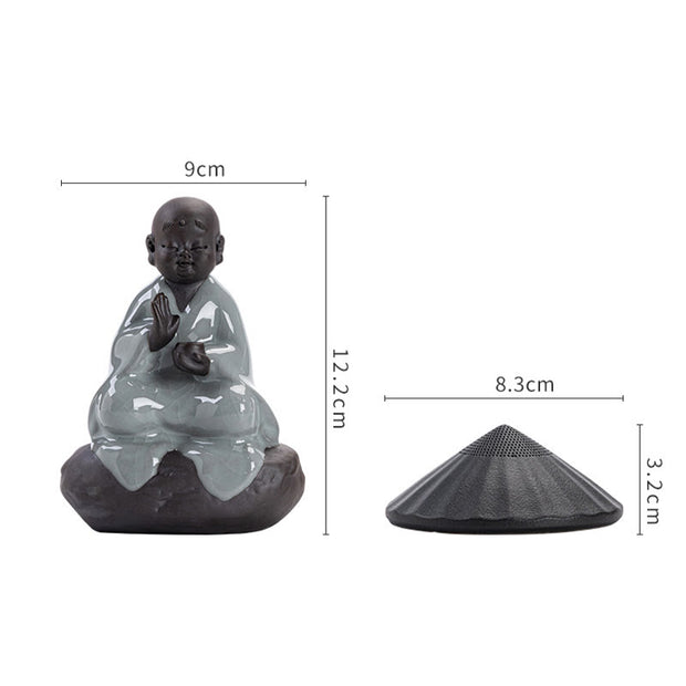 Buddha Stones Little Zen Monk Hat Strainer Ceramic Tea Accessories Figurine Home Decoration Decorations BS 22