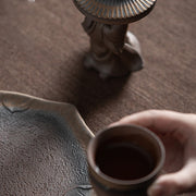 Buddha Stones Little Brown Monk Hat Strainer Ceramic Tea Accessories Figurine Zen Home Desk Decoration Decorations BS 9