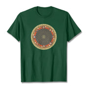 Buddha Stones Circular Om Mani Padme Hum Eight Auspicious Symbols Cotton Tee T-shirt