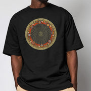 Buddha Stones Circular Om Mani Padme Hum Eight Auspicious Symbols Cotton Tee T-shirt