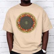 Buddha Stones Circular Om Mani Padme Hum Eight Auspicious Symbols Cotton Tee T-shirt