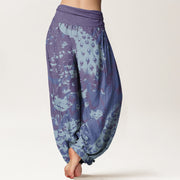 Buddha Stones Casual Peacock Grassland Women's Elastic Waist Harem Pants Women's Harem Pants BS 6