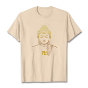 Buddha Stones Swastika Pattern Golden Buddha Cotton Tee T-shirt T-Shirts BS Bisque 2XL