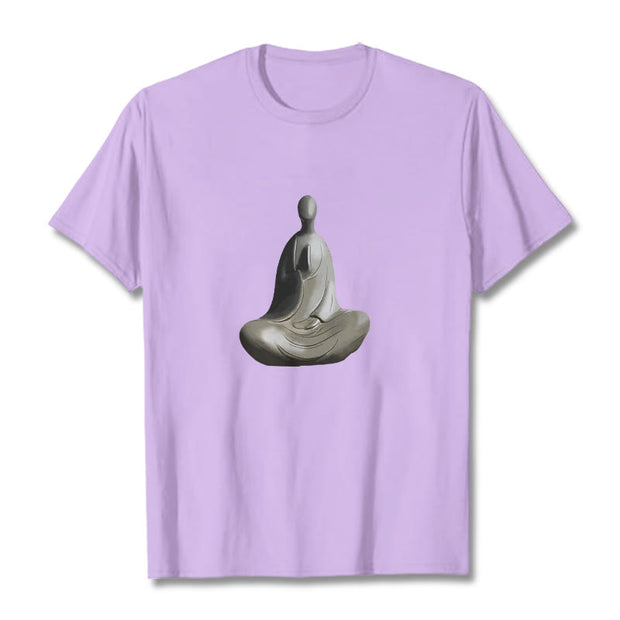 Buddha Stones Gray Formless Buddha Pattern Cotton Tee T-shirt