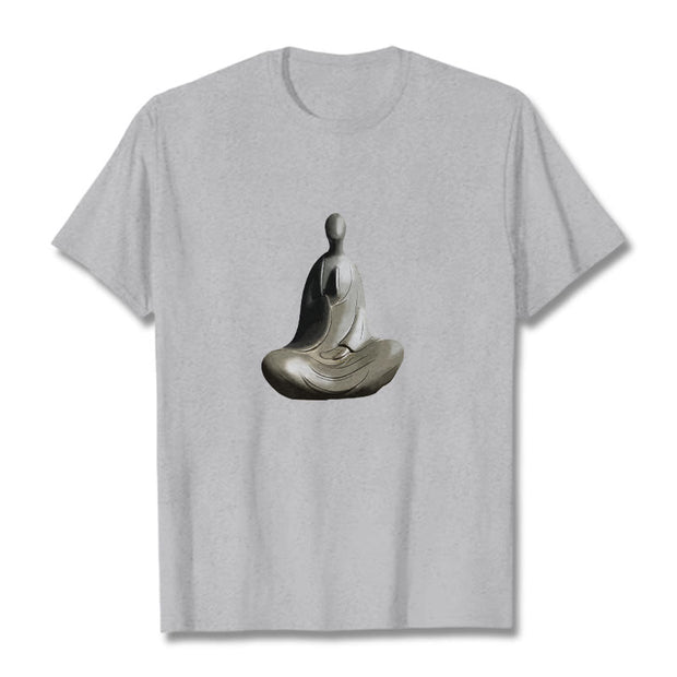 Buddha Stones Gray Formless Buddha Pattern Cotton Tee T-shirt