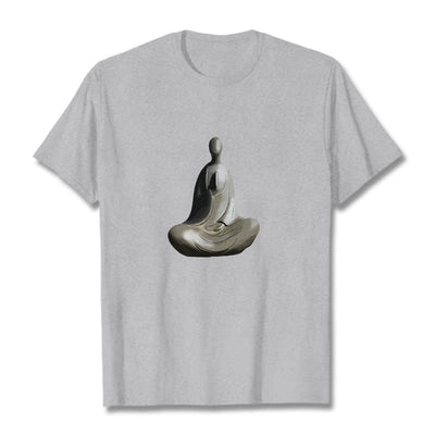 Buddha Stones Gray Formless Buddha Pattern Cotton Tee T-shirt