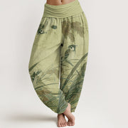 Buddha Stones Casual Sparrow Rice Ear Women's Elastic Waist Harem Pants