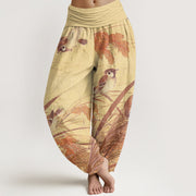 Buddha Stones Casual Sparrow Rice Ear Women's Elastic Waist Harem Pants Women's Harem Pants BS Wheat US22，UK/AU26，EU54 (6XL)