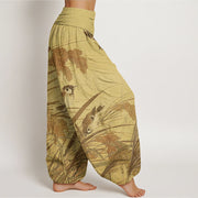 Buddha Stones Casual Sparrow Rice Ear Women's Elastic Waist Harem Pants Women's Harem Pants BS 8