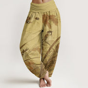 Buddha Stones Casual Sparrow Rice Ear Women's Elastic Waist Harem Pants Women's Harem Pants BS Goldenrod US22，UK/AU26，EU54 (6XL)