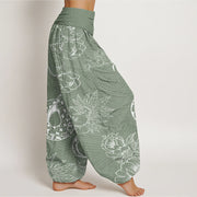 Buddha Stones Snake Lotus Women's Elastic Waist Harem Pants Women's Harem Pants BS 5