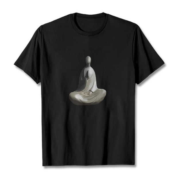 Buddha Stones Gray Formless Buddha Pattern Cotton Tee T-shirt