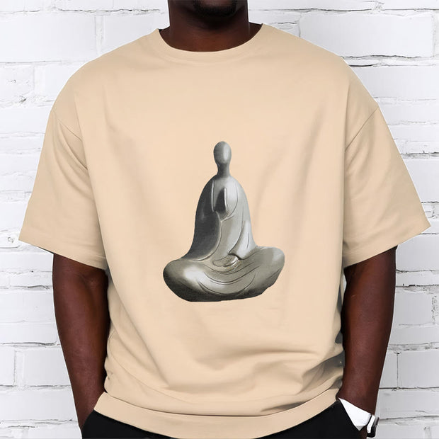 Buddha Stones Gray Formless Buddha Pattern Cotton Tee T-shirt