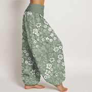 Buddha Stones Small Flowers Intertwining Branches Women's Elastic Waist Harem Pants Women's Harem Pants BS 1