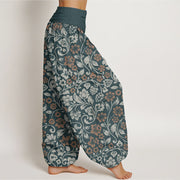 Buddha Stones Small Flowers Intertwining Branches Women's Elastic Waist Harem Pants