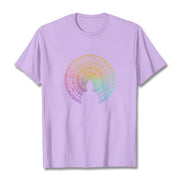 Buddha Stones Colorful Gradient Mandala Buddha Cotton Tee T-shirt T-Shirts BS Plum 2XL