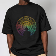 Buddha Stones Colorful Gradient Mandala Buddha Cotton Tee T-shirt