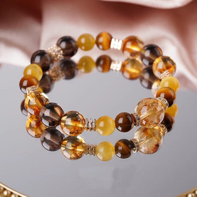 Buddha Stones Citrine Topaz Tiger Eye Happiness Bracelet