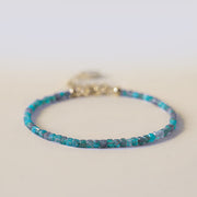 Buddha Stone 2.5mm Apatite Ultra-thin Beads 14k Gold Plated Copper Heart Motivation Bracelet Bracelet BS 2.5mm Apatite(Wrist Circumference: 14-18cm)