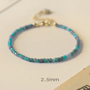 Buddha Stone 2.5mm Apatite Ultra-thin Beads 14k Gold Plated Copper Heart Motivation Bracelet