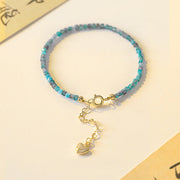 Buddha Stone 2.5mm Apatite Ultra-thin Beads 14k Gold Plated Copper Heart Motivation Bracelet