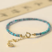 Buddha Stone 2.5mm Apatite Ultra-thin Beads 14k Gold Plated Copper Heart Motivation Bracelet Bracelet BS 2