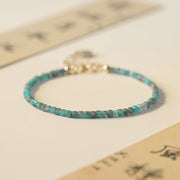 Buddha Stone 2.5mm Apatite Ultra-thin Beads 14k Gold Plated Copper Heart Motivation Bracelet Bracelet BS 3