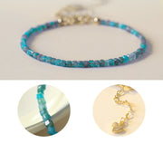 Buddha Stone 2.5mm Apatite Ultra-thin Beads 14k Gold Plated Copper Heart Motivation Bracelet