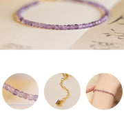 Buddha Stones 2.5mm Natural Amethyst Ultra-thin Beads 14k Gold Plated Copper Inner Peace Bracelet Bracelet BS 10