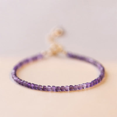 Buddha Stones 2.5mm Natural Amethyst Ultra-thin Beads 14k Gold Plated Copper Inner Peace Bracelet