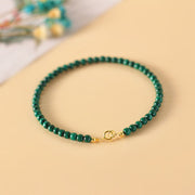 Buddha Stones 4mm Natural Malachite Beads 14k Gold Plated Copper Anti-anxiety Bracelet Bracelet BS 4mm Malachite(Wrist Circumference: 16cm)