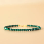 Buddha Stones 4mm Natural Malachite Beads 14k Gold Plated Copper Anti-anxiety Bracelet Bracelet BS 7