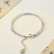 Buddha Stones 2.5mm Fluorite Ultra-thin Beads 14k Gold Plated Copper Heart Power Bracelet Bracelet BS 2