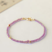 Buddha Stones 2mm Ultra-Thin Beads Natural Amethyst 14k Gold Plated Copper Inner Peace Meditation Bracelet Bracelet BS 2mm Amethyst(Wrist Circumference: 15cm)