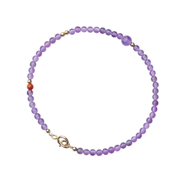 Buddha Stones 2mm Ultra-Thin Beads Natural Amethyst 14k Gold Plated Copper Inner Peace Meditation Bracelet Bracelet BS 9