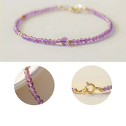 Buddha Stones 2mm Ultra-Thin Beads Natural Amethyst 14k Gold Plated Copper Inner Peace Meditation Bracelet Bracelet BS 12