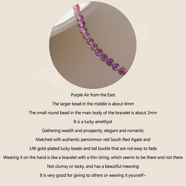 Buddha Stones 2mm Ultra-Thin Beads Natural Amethyst 14k Gold Plated Copper Inner Peace Meditation Bracelet Bracelet BS 7