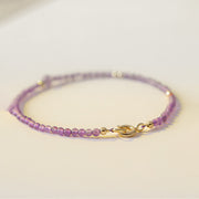 Buddha Stones 2mm Ultra-Thin Beads Natural Amethyst 14k Gold Plated Copper Inner Peace Meditation Bracelet Bracelet BS 4