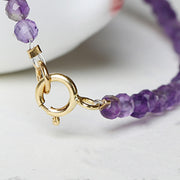 Buddha Stones 3mm Natural Amethyst Ultra-thin Beads 14k Gold Plated Copper Spiritual Awareness Bracelet Bracelet BS 12