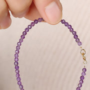 Buddha Stones 3mm Natural Amethyst Ultra-thin Beads 14k Gold Plated Copper Spiritual Awareness Bracelet Bracelet BS 9