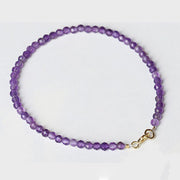 Buddha Stones 3mm Natural Amethyst Ultra-thin Beads 14k Gold Plated Copper Spiritual Awareness Bracelet Bracelet BS 2