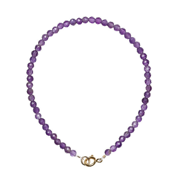 Buddha Stones 3mm Natural Amethyst Ultra-thin Beads 14k Gold Plated Copper Spiritual Awareness Bracelet Bracelet BS 14