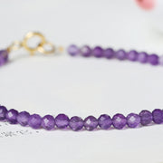 Buddha Stones 3mm Natural Amethyst Ultra-thin Beads 14k Gold Plated Copper Spiritual Awareness Bracelet Bracelet BS 11