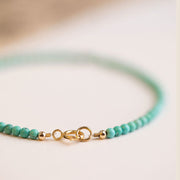 Buddha Stones 2mm Turquoise Ultra-thin Beads 14k Gold Plated Copper Wisdom Bracelet Bracelet BS 12